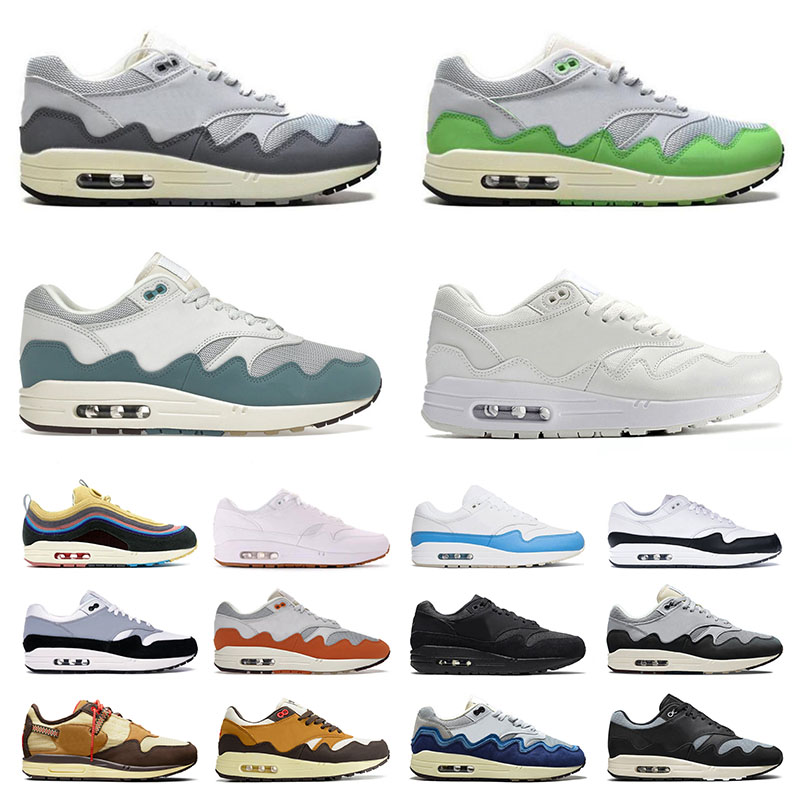 

aaa+ Quality Patta Waves 1 87 Mens Womens Running Shoes Black Brown Sean Wotherspoon Magma Orange White Gum University Blue Designer Sports Sneakers Trainers Runner, B21 bred 36-45