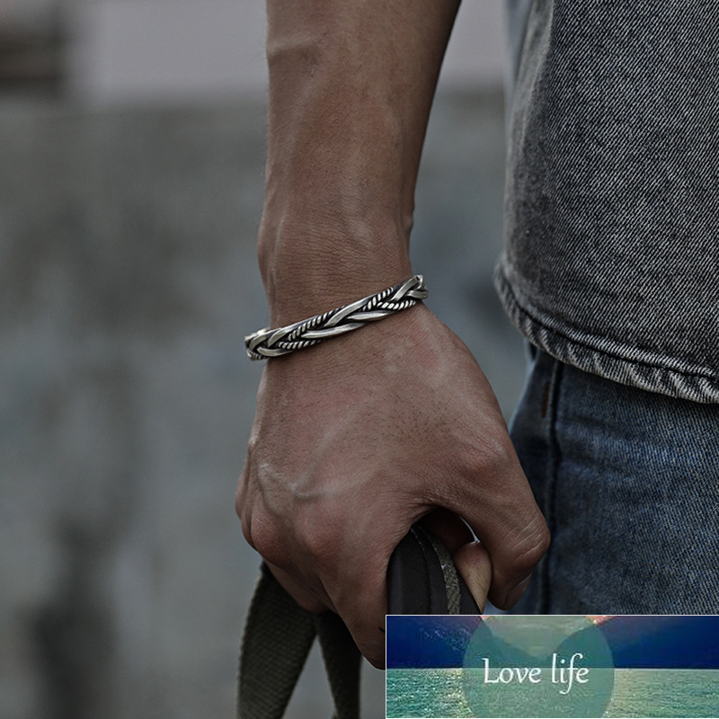 

bangle Twist Weave S925 Silver Bracelet Men and Women Retro Personality Thai Silvers Original Niche Design Cuff Bracelets
