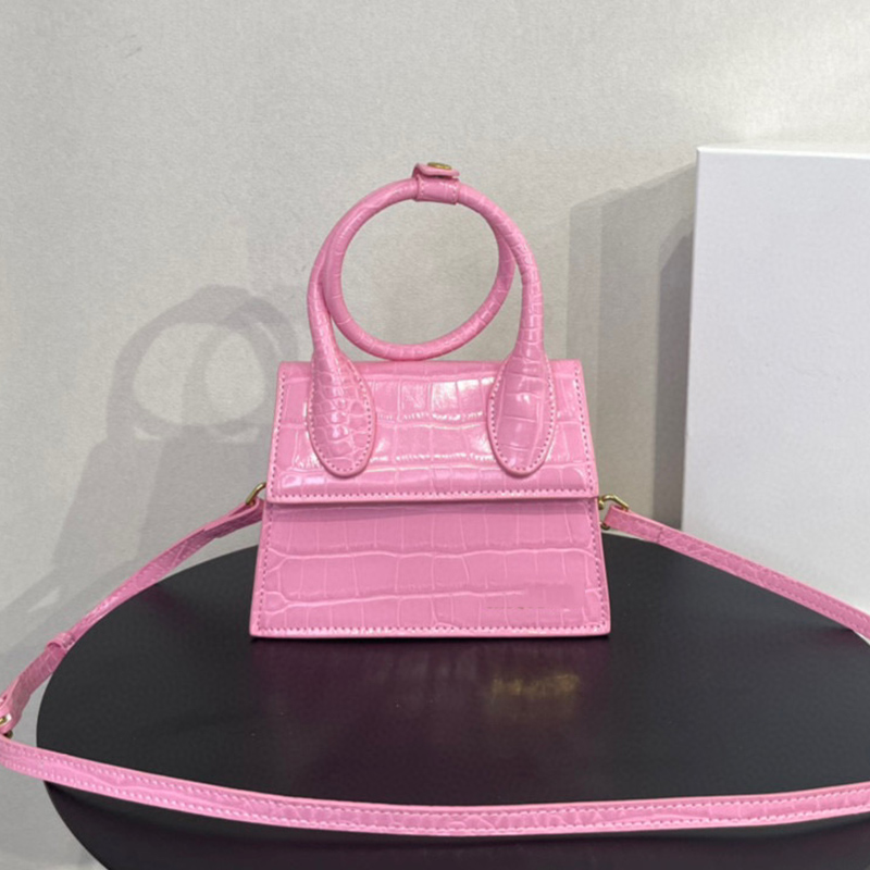 

New Geometric Double Rings Stone Pattern Leather Hand Carry Leather Designer Multifunctional Shoulder Bag Pink Black Fashion Trend Women's Bag, Red