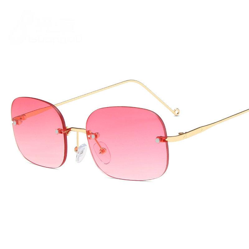 

Sunglasses Vintage Unique Cheetah Rimless Rectangle Women Candy Colors Clear Lens Eyewear Brand Designer Men Sun GlassesSunglasses
