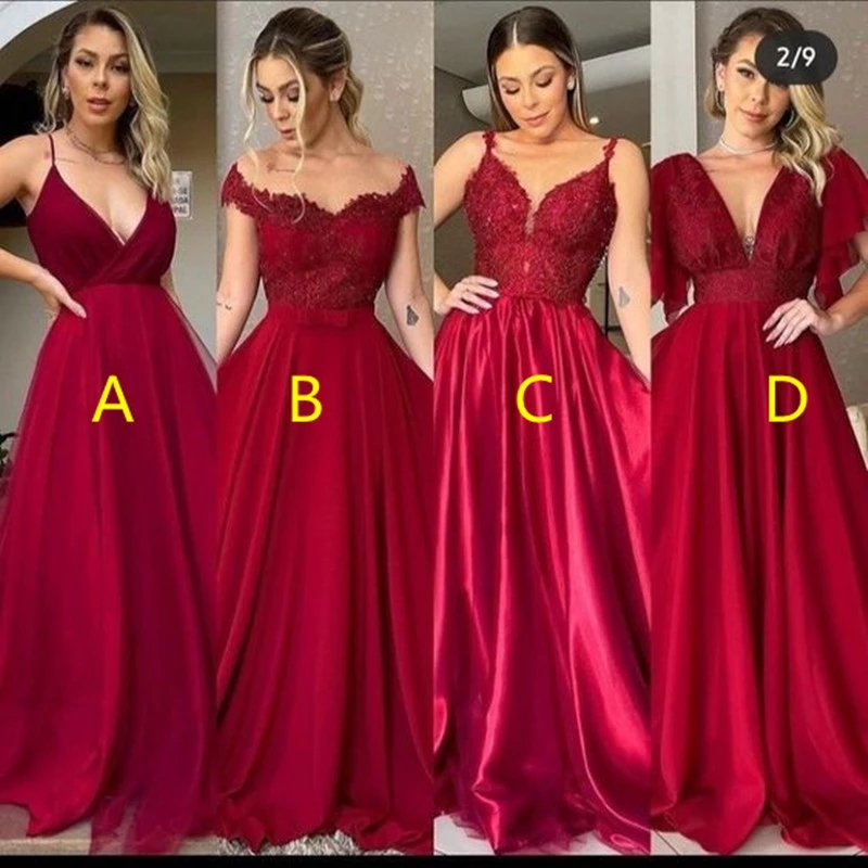 Vin Rouge 2022 Robes De Soirée De Bal Multi Style Longue Formelle Femmes Parti Robes De Demoiselle D'honneur Satin Nuit Robe De Soirée Plus La Ta