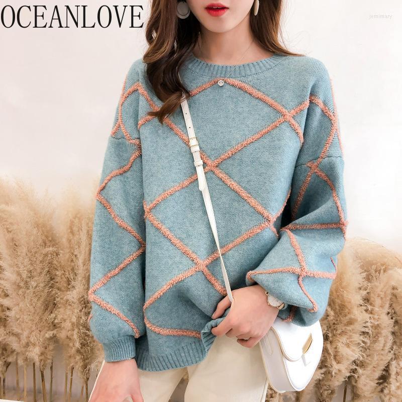 

Women's Sweaters OCEANLOVE Outwear 2022 Loose Plaid Women Fashion Pull Femme Sweet Winter Warm Korean Autumn Sueter Mujer 12849 Jemi22, Orange