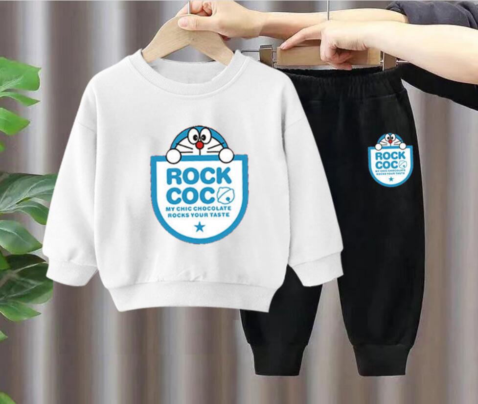 

Boys' spring and autumn cute suit 2022 new children's clothes children's sweater pants two-piece set k1, Black