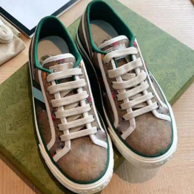 Women Shoes Microfiber Colorblock Classic Fashion Embroidery Pattern Lace Up Couple Retro Old Flower Casual All-match Sneakers DP268-1
