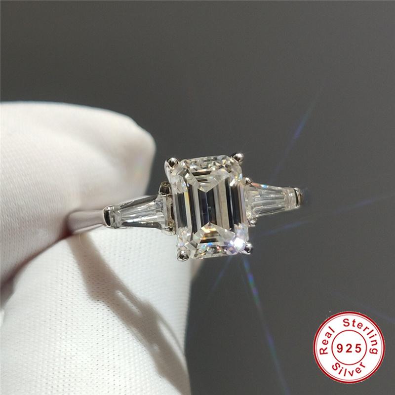 

Cluster Rings Geoki 925 Sterling Silver Emerald Cut 1-2 Ct Passed Diamond Test D Color VVS1 Moissanite Wedding Ring Female Luxury Jewelry Gi