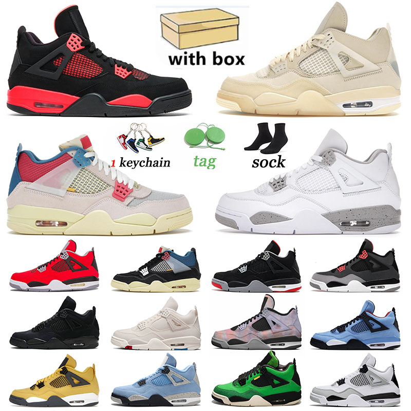 

Airness 4 Jumpman Mens Womens Basketball Shoes Cactus Jack IV University Blue 4S Black Cat Manila Designer Sports Sneakers Trainers, 36-47 6 new bred