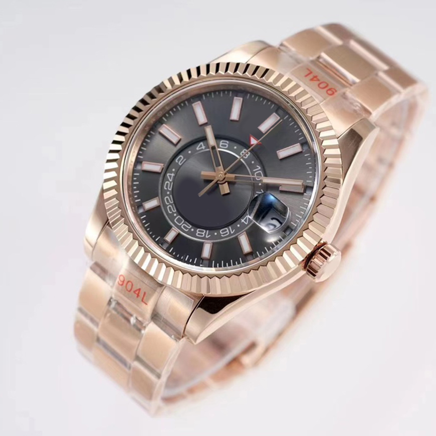 

montre de luxe mens automatic Mechanical watches 42mm full stainless steel Swim Luxury wristwatches sapphire luminous SKY calendar watch Orologio Designer hjd, Silver