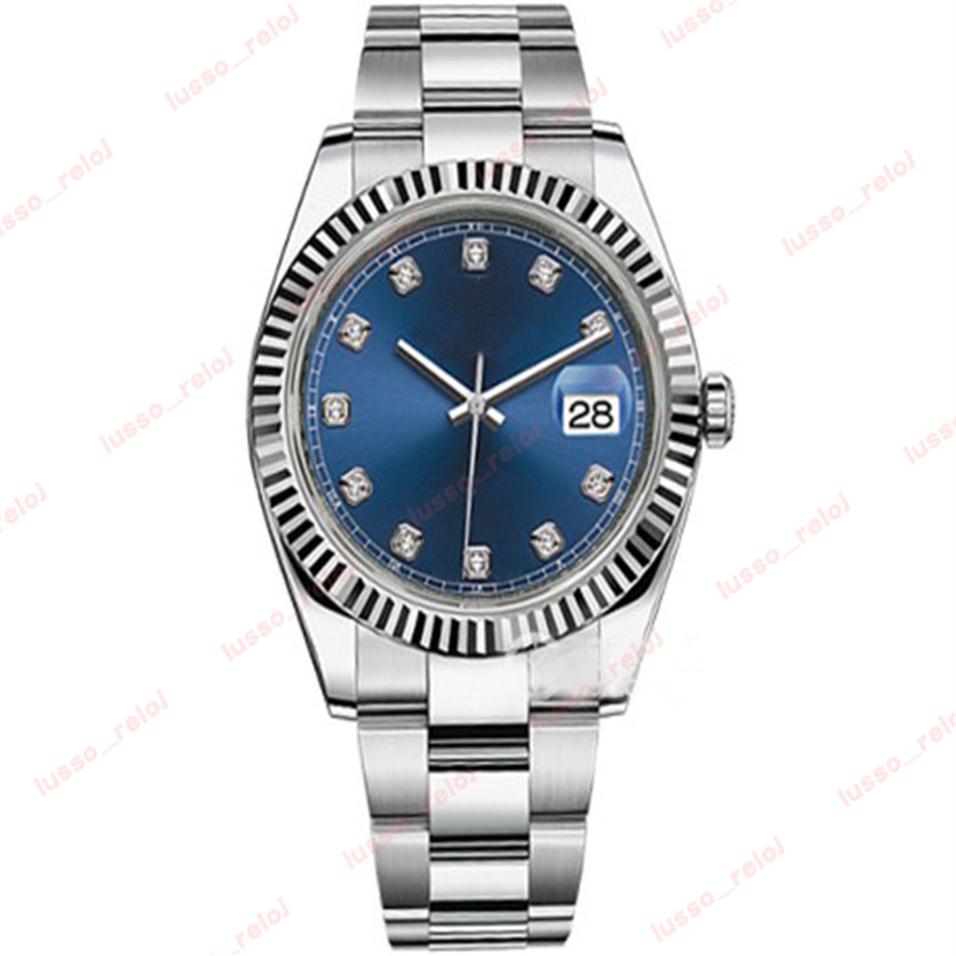 

men mens watches sapphire crystal Watch Blue Black White Automatic Mechanical 41MM diamond dial datejust Stainless oyster band Wri260b, 10