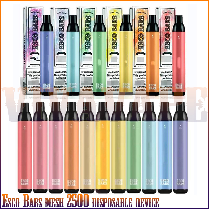 

Esco Bars Mesh E Cigarette Starter Kit 2500 Puffs Disposable Vape Prefilled 6ml Pods Cartridges 1000mAh Vapors Ecigarettes Escobar Escos Bar Vapes, Remark flavrs