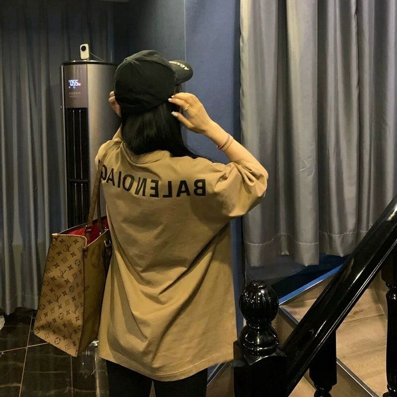 

Designer Balenciga Mens Shirts 2022 summer Paris classic printed lettered round neck cotton T-shirt men women loose short sleeve lovers, Khaki