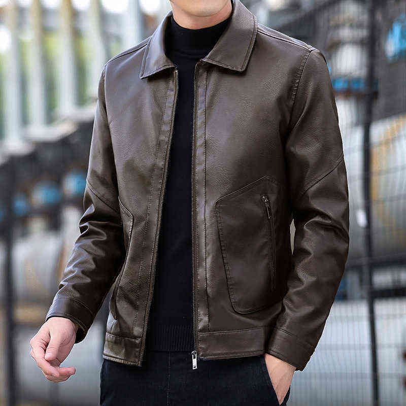 

Spring New Solid Color Pu Leather Jackets Men's Casual Motorcycle Faux Leather Coats Autumn Outerwear Slim Biker Tops Clothing T220728, Turmeric