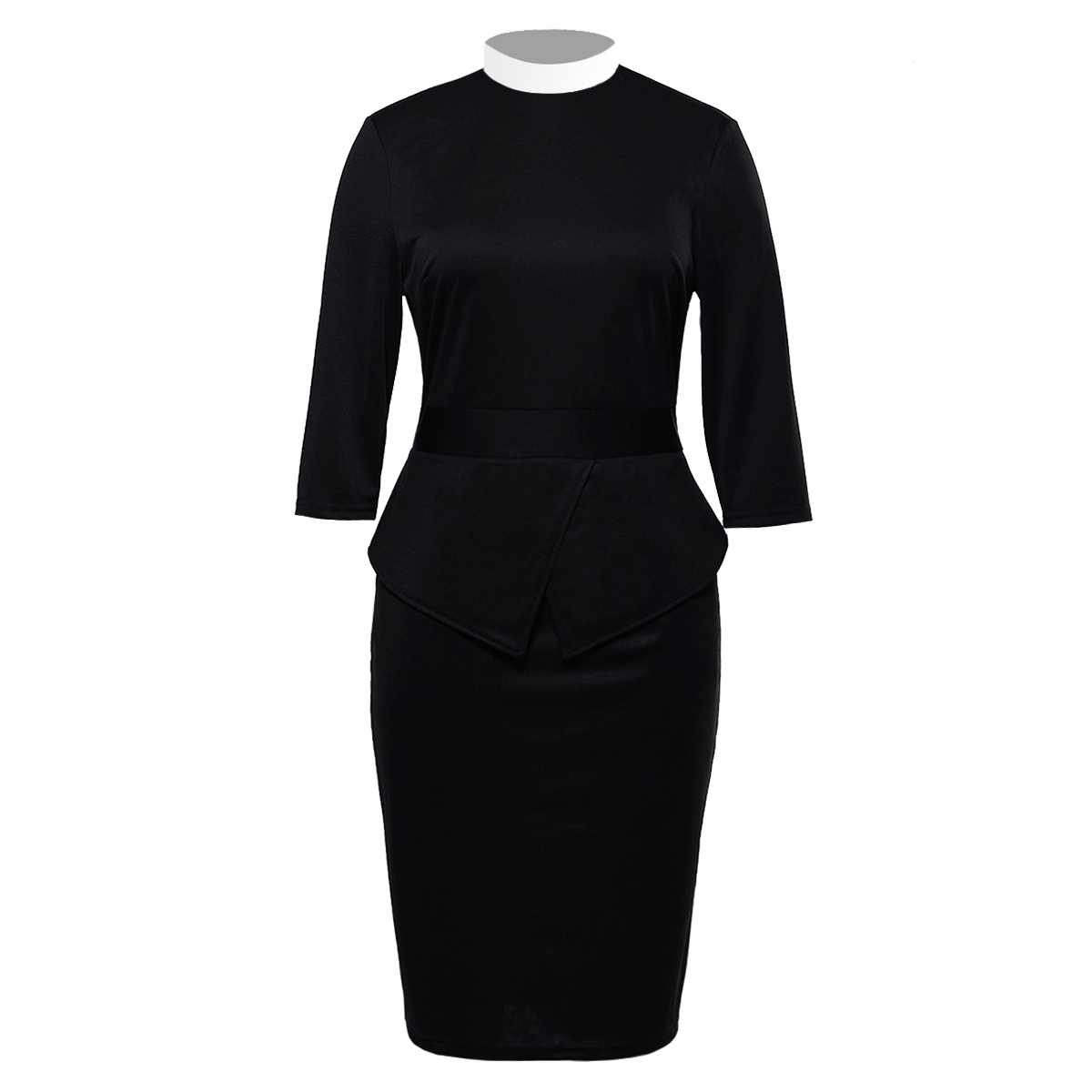 

Catholic Church Women Clergy Tab Collar Dress Black Mass Dress, Half sleeve