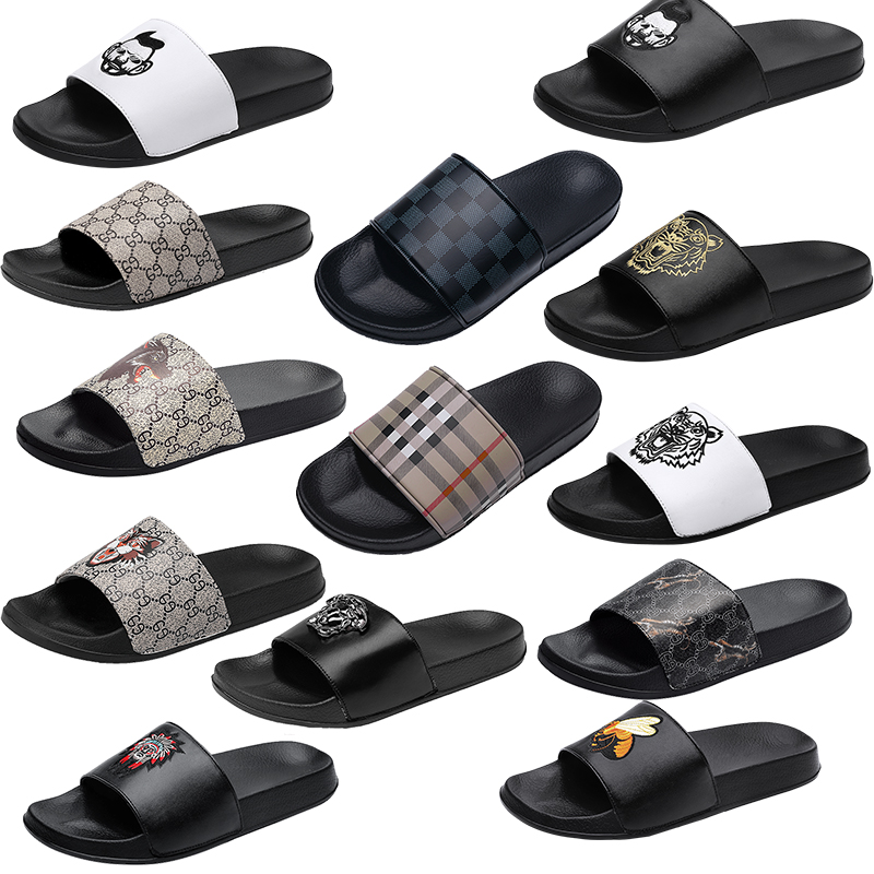 

Luxury Brand Men Slides Shoes Slippers Summer Sandals Beach Slide Designer Flat G Grid pattern Print Avatar Flip Flops Sneakers Size 39-46, 628 balck