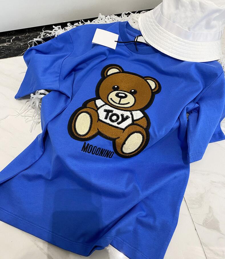 

Kids Patch Bear T-shirts Short Sleeve Tees Tops Boys Girls Children Casual Letter Embroidery Pattern T-shirts Pullover 100-140cm White Pink Black Blue, Shipping pay