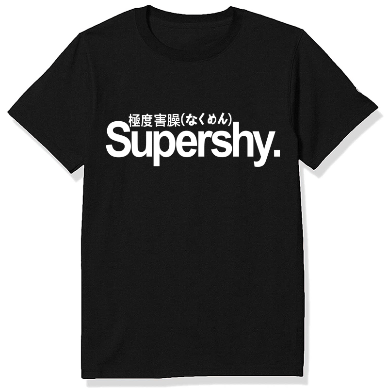 

Men' T-Shirts Supershy Men Women Fashion Letters Print T-Shirt Funny Casual Short Sleeve Streetwear Tees, Black