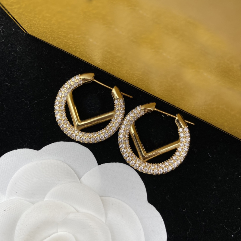 

Hoop Earrings Designer For Women Fashion Letter Diamond Accessories Luxury Jewelry Designers Earring Studs F Gold Silver Hoops Stud With Box