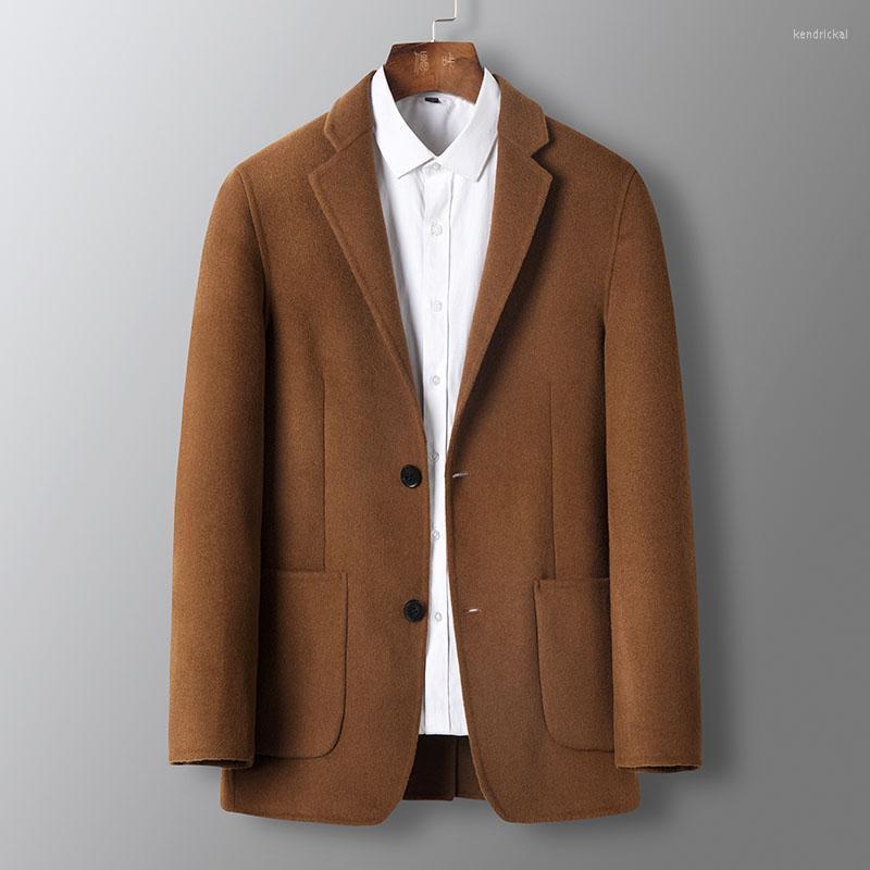 

Men's Wool & Blends High Quality Autumn Winter Men Casual Coat Thicken Woolen Trench Business Male Solid Classic Overcoat Jackets Tops Kend2, Black