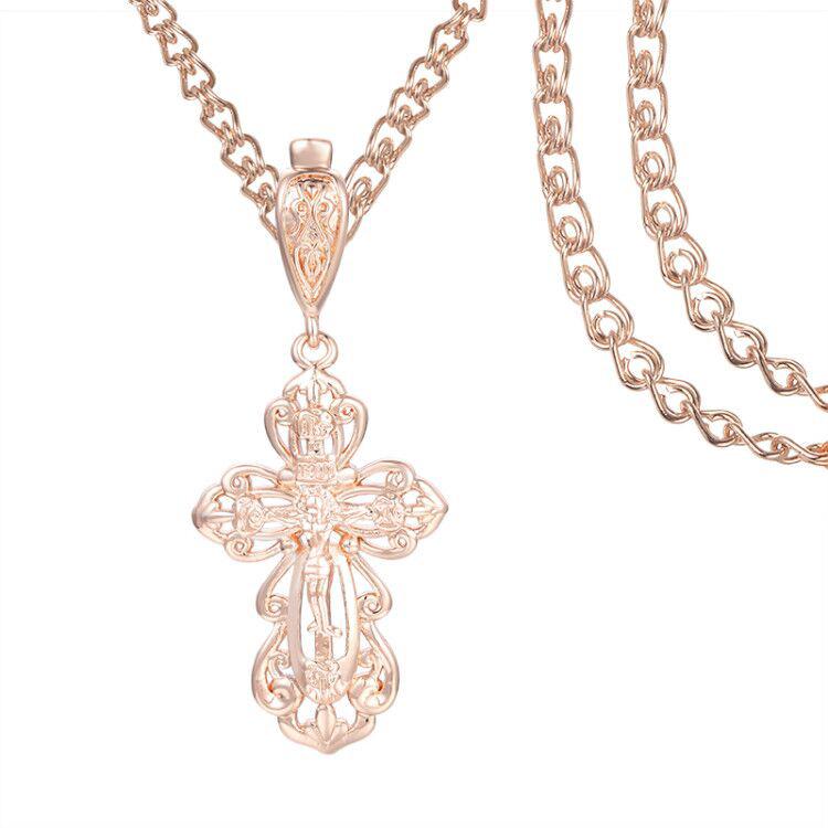 

Pendant Necklaces 2 Color Women Mens Cross 585 Rose Gold PendantsPendant