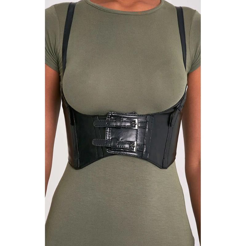 

Belts Fashion Women Leather Corset Belt PU Wide Waist Waistband Vintage Strap Black Ceinture Femme
