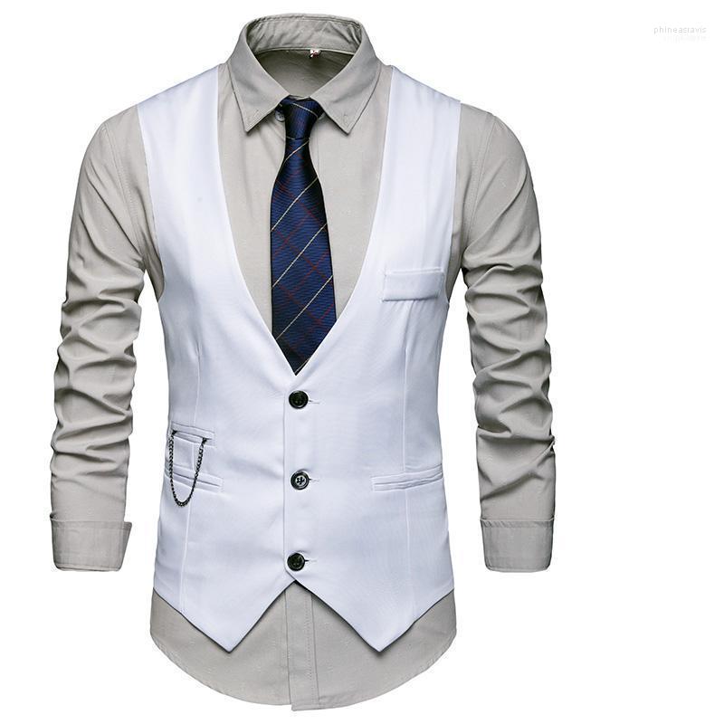 

Men's Vests 2022 Arrival Dress For Men Slim Fit Mens Suit Vest Male Waistcoat Gilet Homme Casual Sleeveless Formal Business Jacket Phin22, Gray