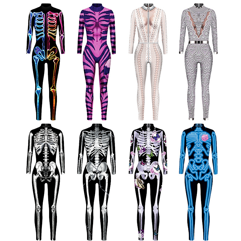 

Women' Jumpsuits 3D skeleton digital print leotard suit, Bax170