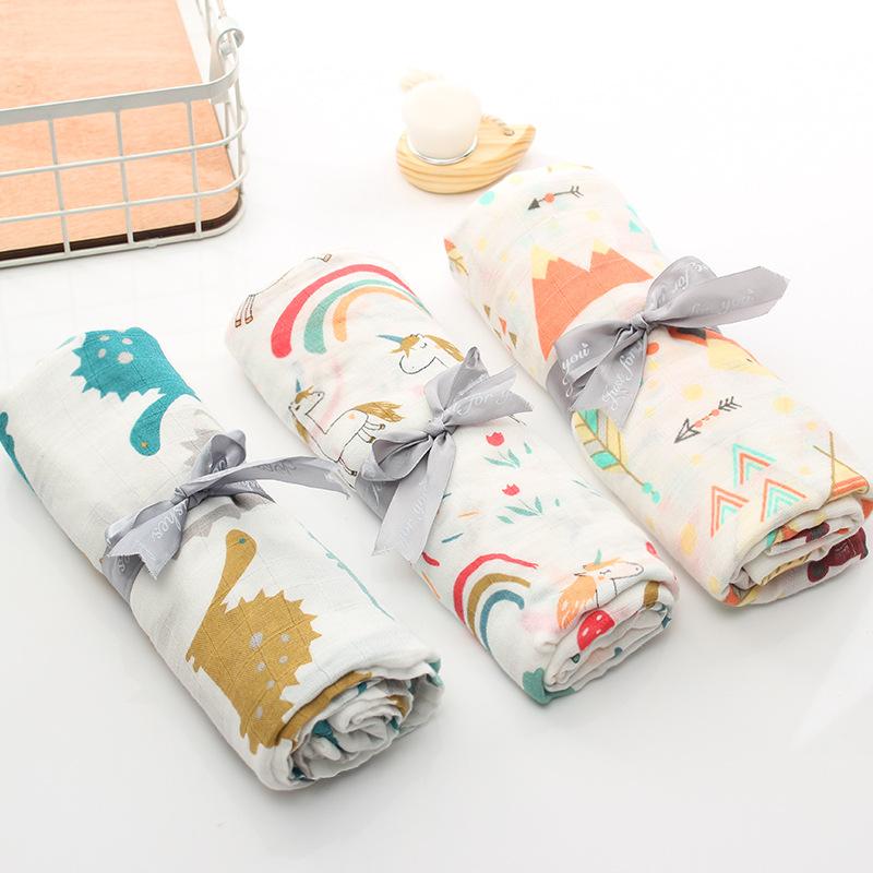 

Blankets & Swaddling 120cm*110cm Swaddle Blanket Baby Bamboo Muslin Kids Bath Towel Born Bedding Cotton