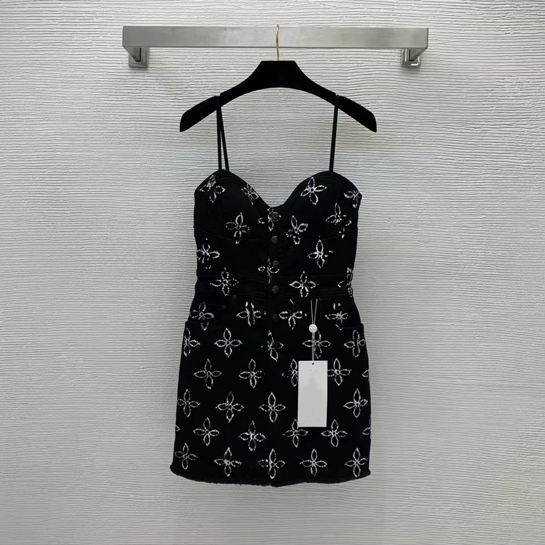 

Designer Dress 2022 Summer Autumn Spaghetti Strap Fashion Milan Runway Sundress Brand Same Style Dresses 0528-14, Black