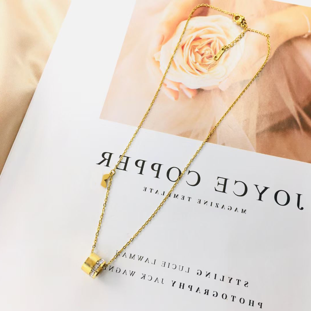 

Designer Brand 18K Gold Plated Stainless Steel Necklace Fashion Women Necklaces Choker Letter Pendant Chain Crystal Statement Wedding Jewelry ZG1627