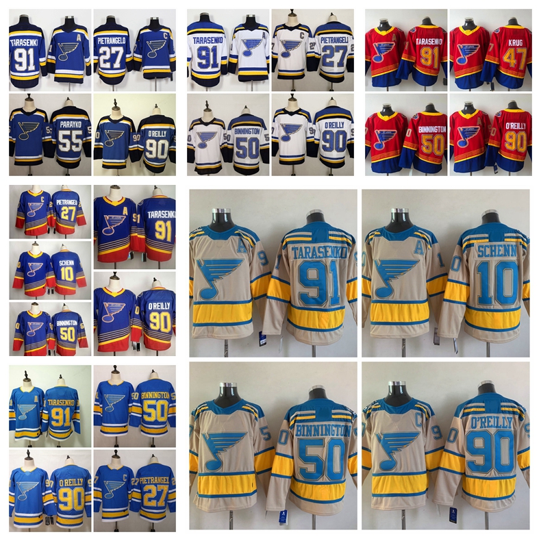 

Hockey Jerseys St. Louis''Blues 90 Ryan O'Reilly 91 Vladimir Tarasenko 50 Binnington 55 Colton Parayko 27 Alex Pietrangelo 47 Torey Krug 528, As