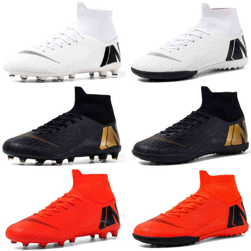 

Soccer Shoesmen Football Boots Turf High Ankle Cleats Kids Training Professional Athletic Sport Sneakers 220331, 004 orange
