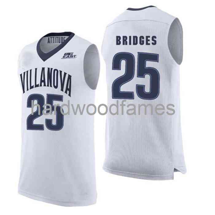

Villanova Cheap Custom Wildcats Bridges 25 NCAA Basketball Jersey White Men Women Youth  5XL 6XL Shirt, As pic
