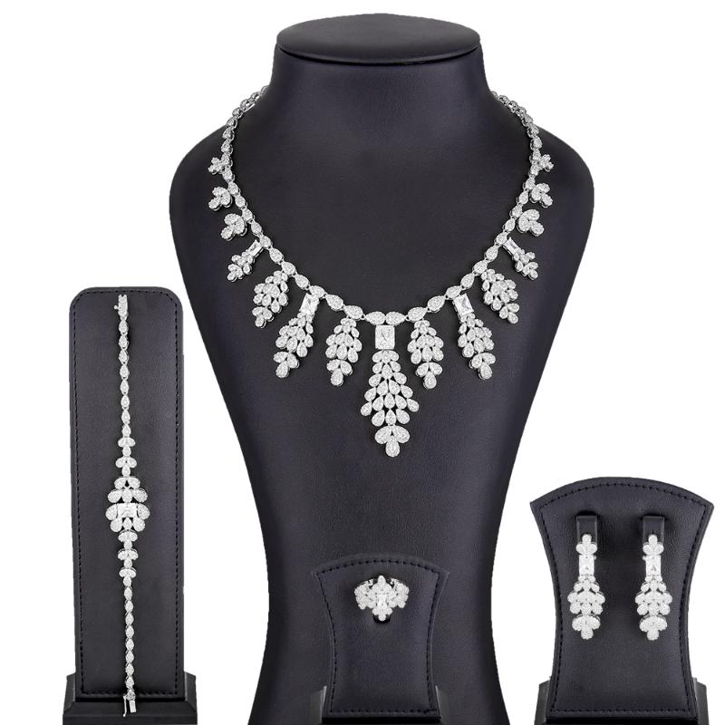

Earrings & Necklace GODKI 2layers Luxury African Jewelry Sets For Women Wedding Party Zircon Crystal Dubai Bridal Set Gift, As pic