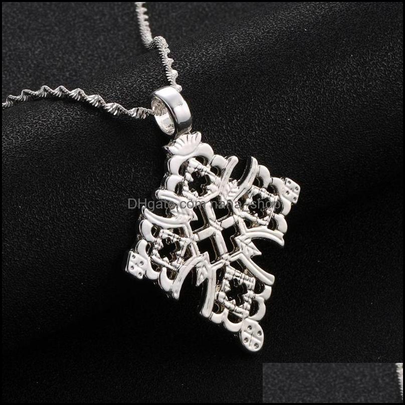 

Pendant Necklaces Pendants Jewelry Ethiopian Sier Color Coptic Cross Necklace Abyssinian Orthodox Chri Dhvf3