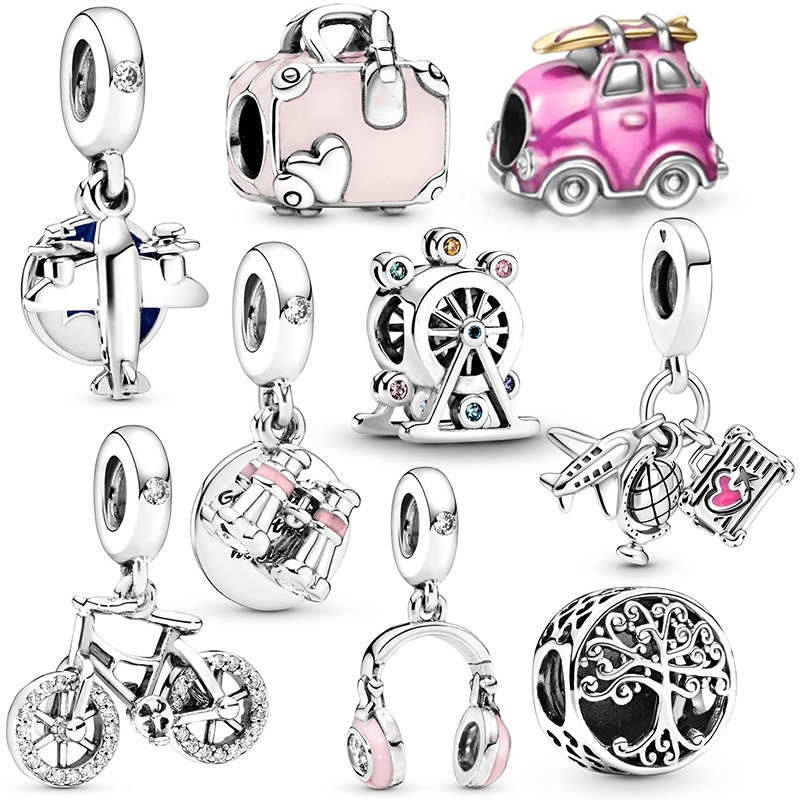 

Fits Pandora Bracelets 20pcs Car Bicycle Windmill Earphone Telescope Silver Charms Bead Pendant Wholesale Diy European Sterling Necklace Jewelry Women