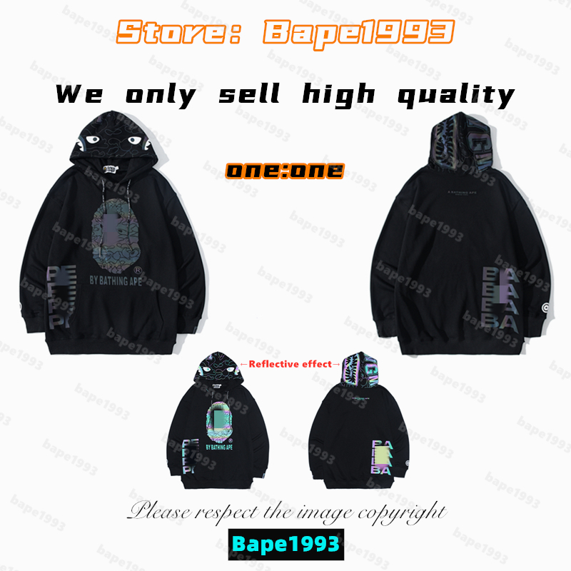 

High quality Apes Mens Hoodies & Sweatshirt Japan shark B ape head Galaxy spots luminous camo Male and female couples with the same model 100% cotton New hoodie 1993 TT1-6, 1 button