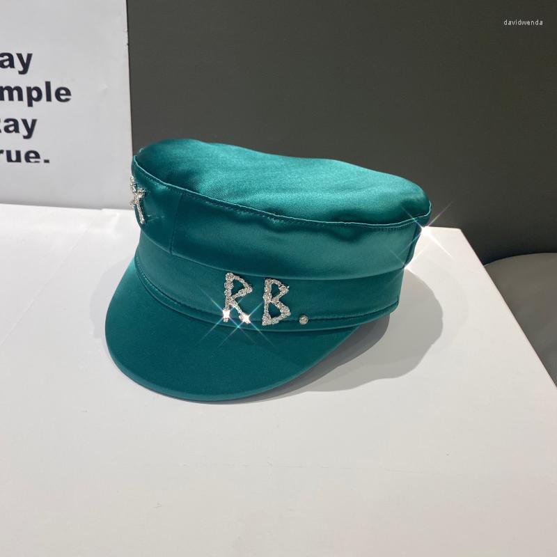 

Berets Brand Designer Spring Summer Caps Women Diamond Letter Stain Sboy Cap Baker Boy Hat VisorBerets Davi22, Green