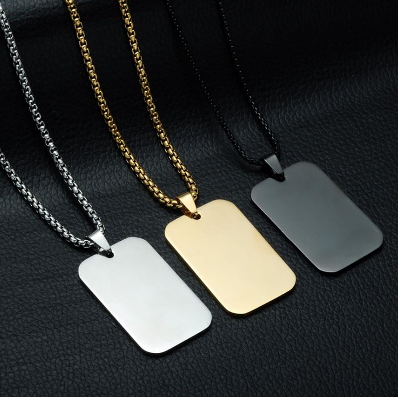 

Pendant Necklaces Smooth Plate Tag Men Retro Necklace JewelryPendant
