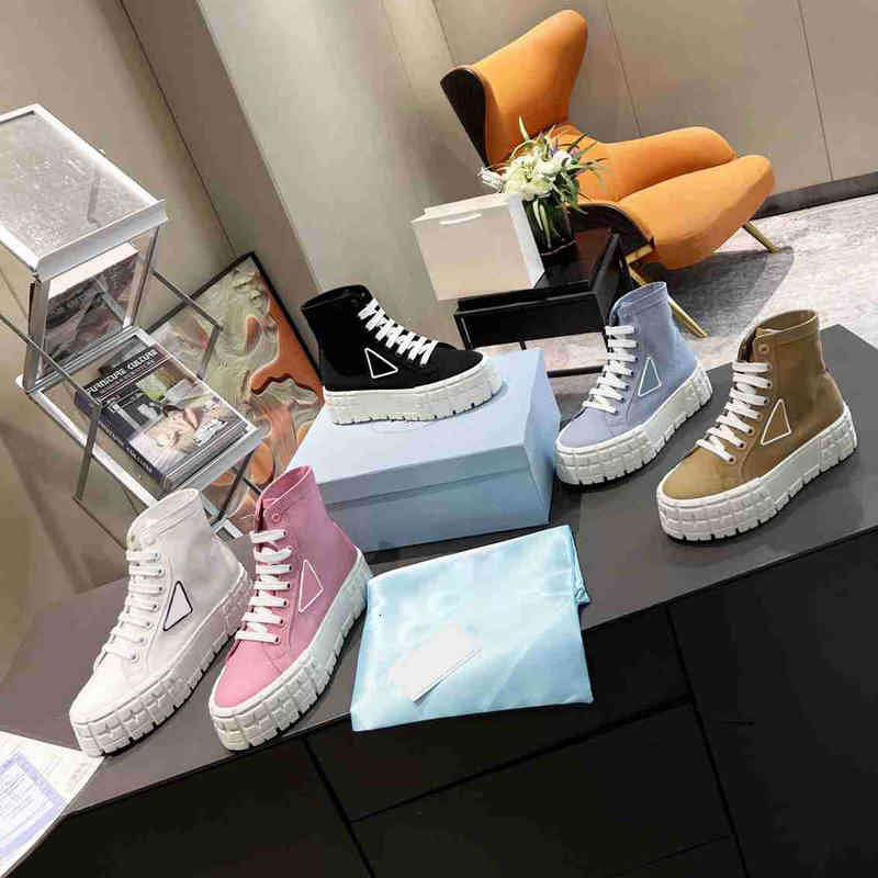 

Boots Nylon Gabardine Casual Shoes Designer Luxury Canvas Sneakers Men Women Fashion Thick Sole Solid Color Non-slip Heightening Shoelace Box Size, 2# shoe box