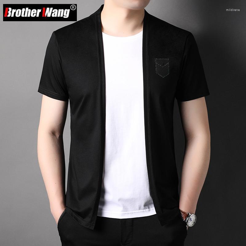 

Men's T-Shirts Summer Men's Fake Two Piece Short Sleeve T-Shirt High Quality Fashion Casual Round Neck Male Brand ClothingMen's Mild22, Black