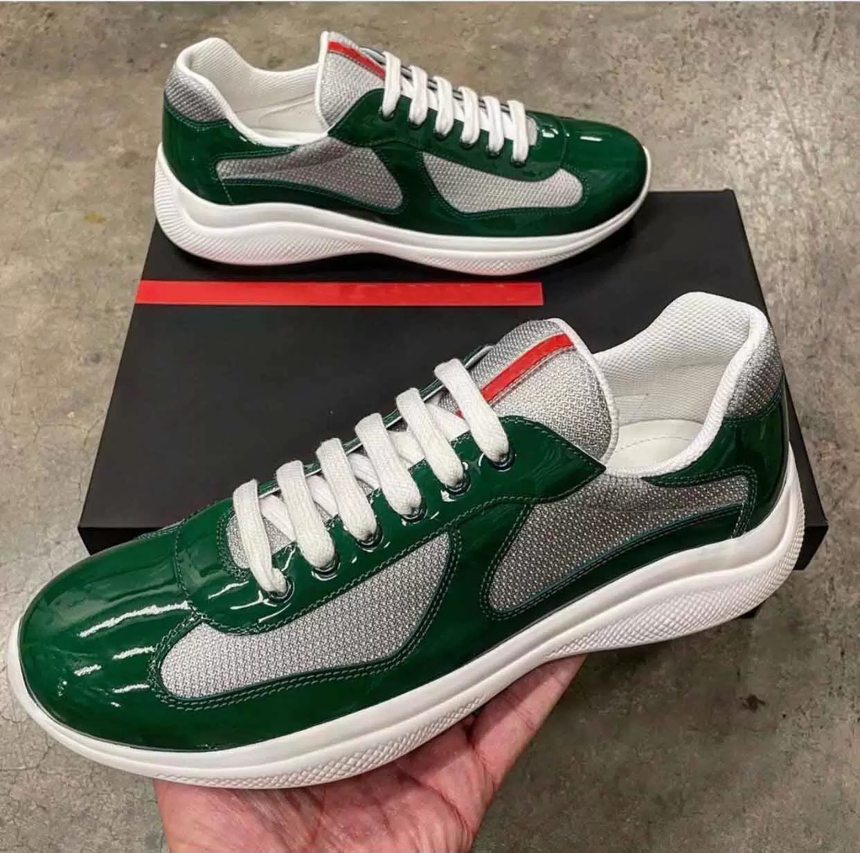 

Perfect Sport-design Americas Cup Sneakers Shoes Patent Leather & Nylon Top Brand Mens Skateboard Mesh Runner Casual Outdoor Walking, 13