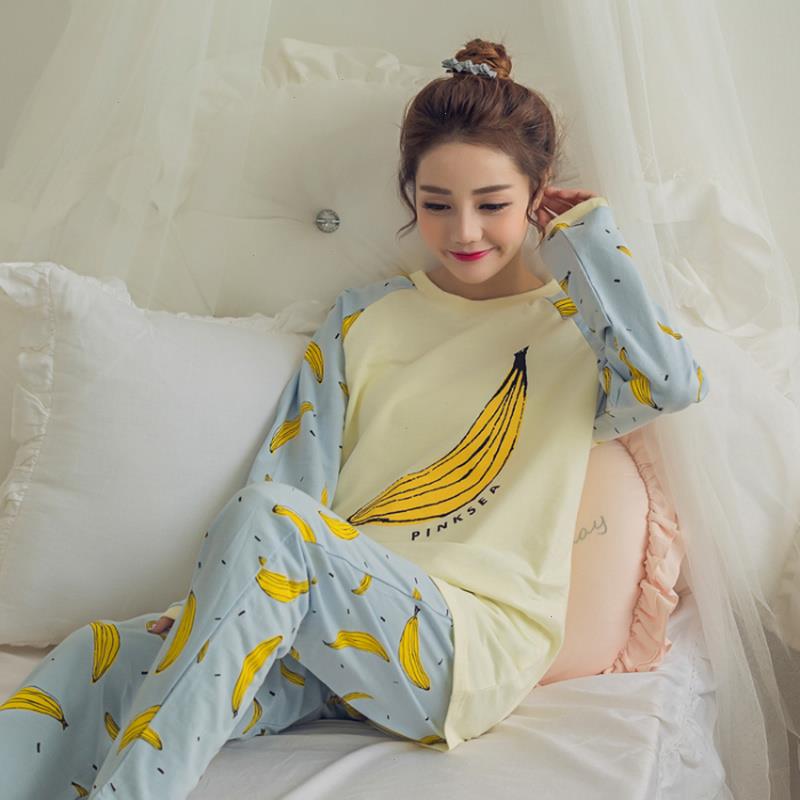 

Womens Pajamas Long Sleeve Sleepwears Spring And Autumn Home Wear Thin Suit Cotton Set Women Loungewear, 10