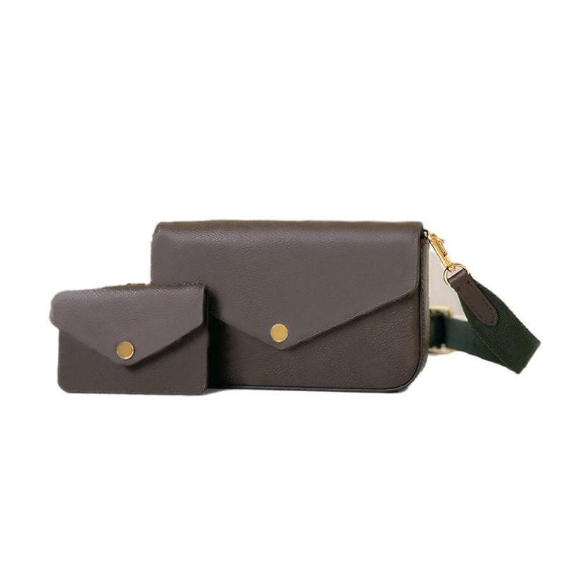 

Designer shoulder bags Satchel clutch bag for women fashion chain purse leather messenger bag card holder Luxury Cross Body 2 piece set brown flower lady handbags, Extra shipping(not for sale)