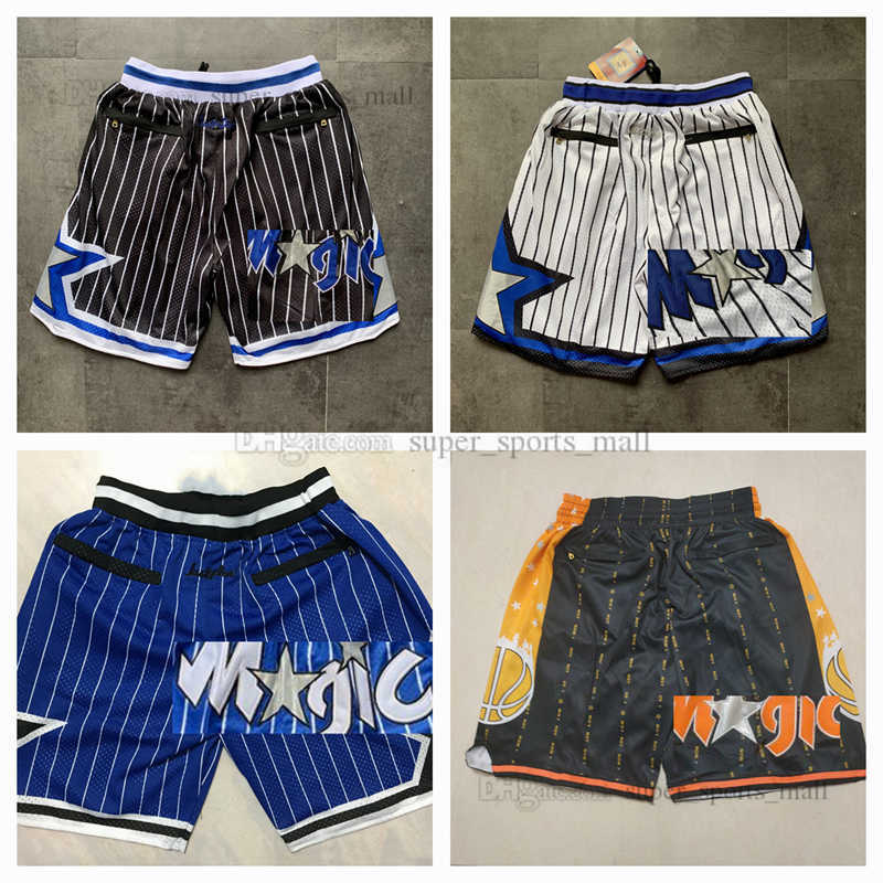 Orlando''Magic''mens Retro Basketball Shorts pocket Zipper Sweatpants Black Blue Green''nba''Size S-2XL