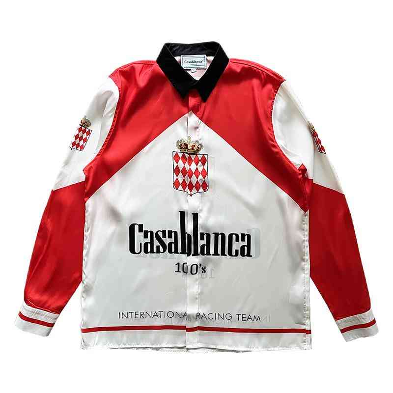 

Casablanc 100' Silk Shirt Summer Long Sleeve Men Designer Shirts Button Up Shirts, White