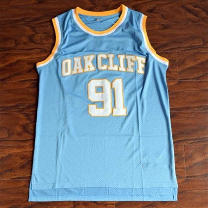 

Xflsp Dennis Rodman #91 Oakcliff High School men's Basketball Jerseys Embroidery Stitched, Blue