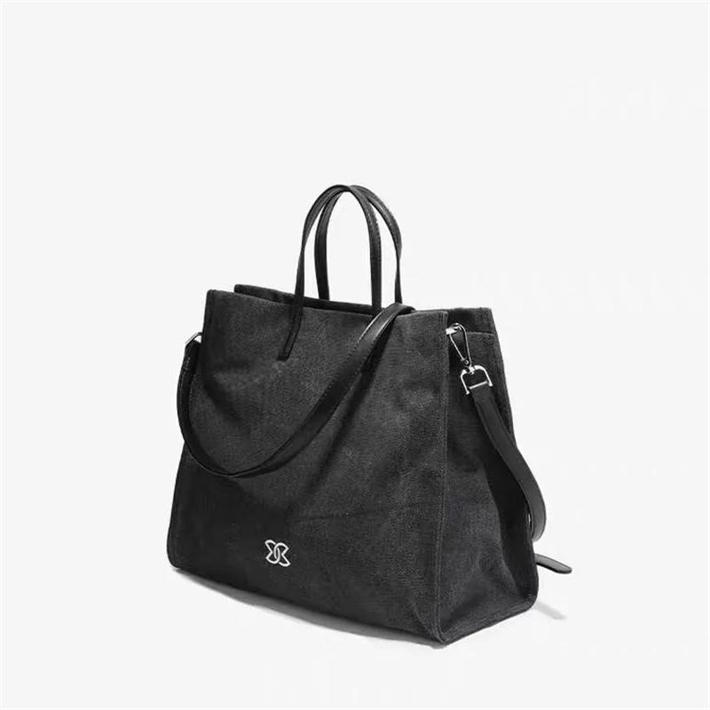 

Evening Bags High Capacity Canvas Tote Women Shoulder Bag Cloth Shopper For 2022 Crossbody Computer HandbagEvening, Black
