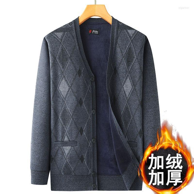 

Men's Sweaters Fashion Mens High Quality Cashmere Men Cardigan Casual V-Neck Single Breasted Thick Plus Size -3Xl Soft Warm BrandMen's Men, Light gray