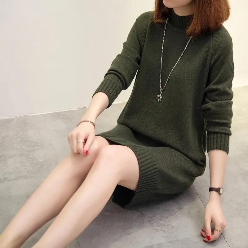 

Women's Sweaters Winter Autumn Half High Collar Knitted Sweater Women Korean Jumper Ladies Mock Neck Long Sleeve Knit Pullover Tops FemaleWo, Pink