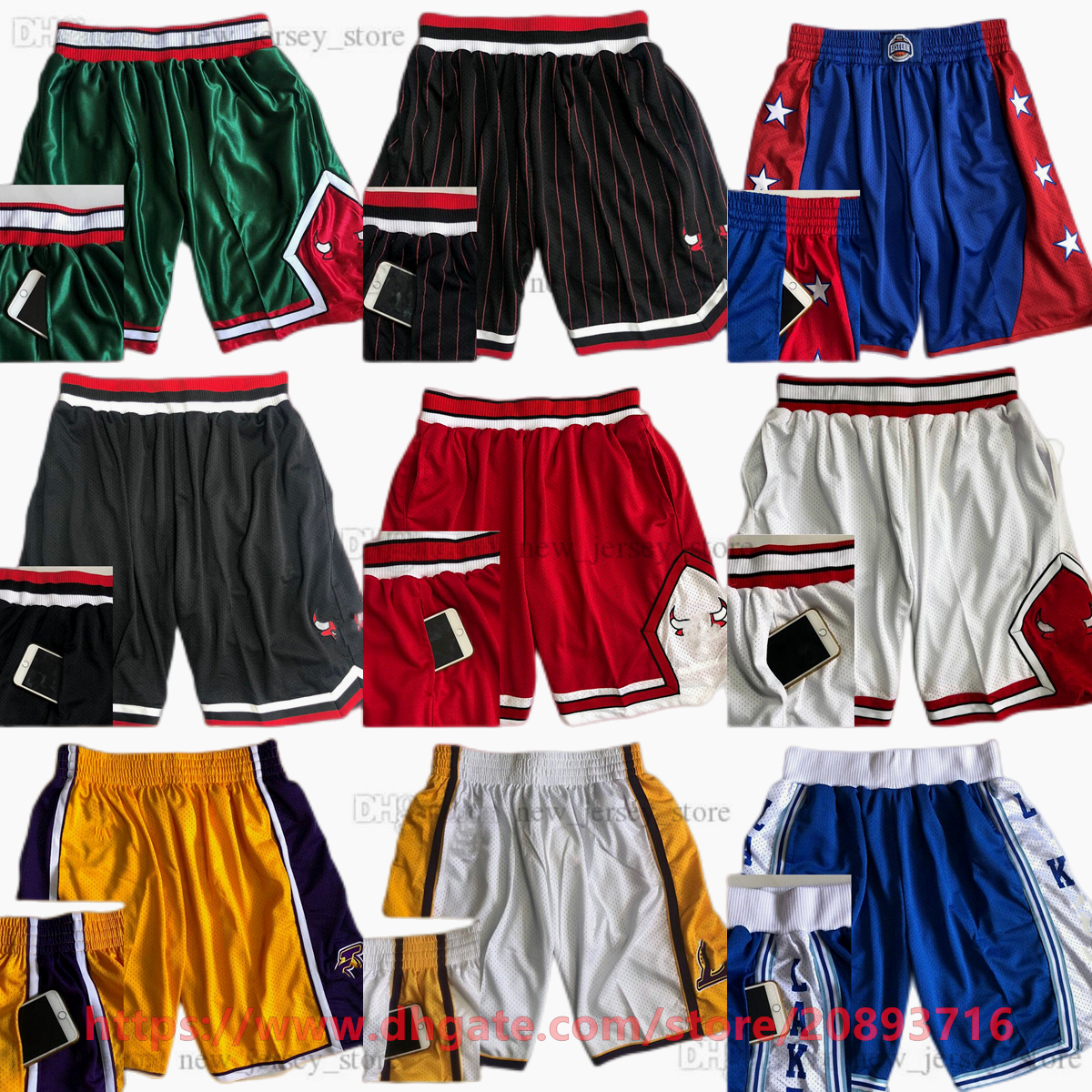

MitchellandNess Authentic Embroidery Basketball Pocket Shorts Retro With tow Pockets Real Stitched Short Black White Blue Stripe Purple Yellow Red Top Quality Man, Mitchell and ness