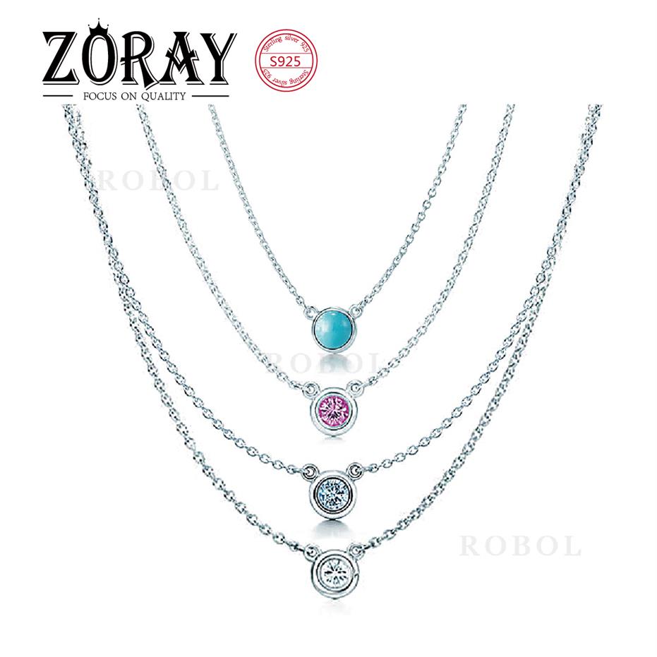 Tiff Multicolor Wild Necklace Elegant Fashion Classic 925 Sterling Silver Bright Gemstone Ladies Favorite Christmas Gift Jewelry W2252